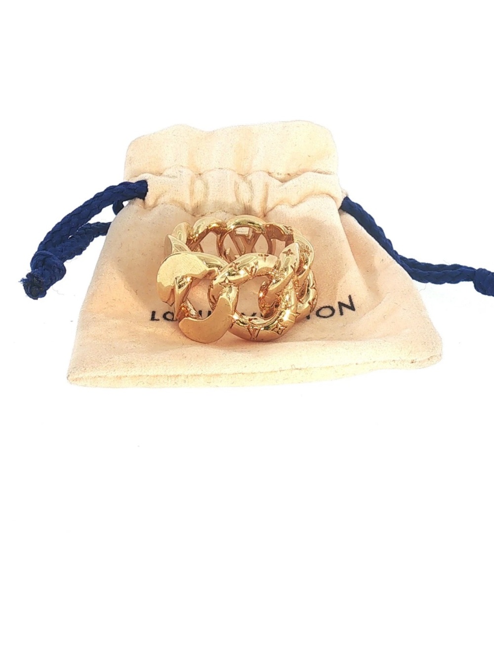Louis Vuitton Gold Chain-Link Statement Ring